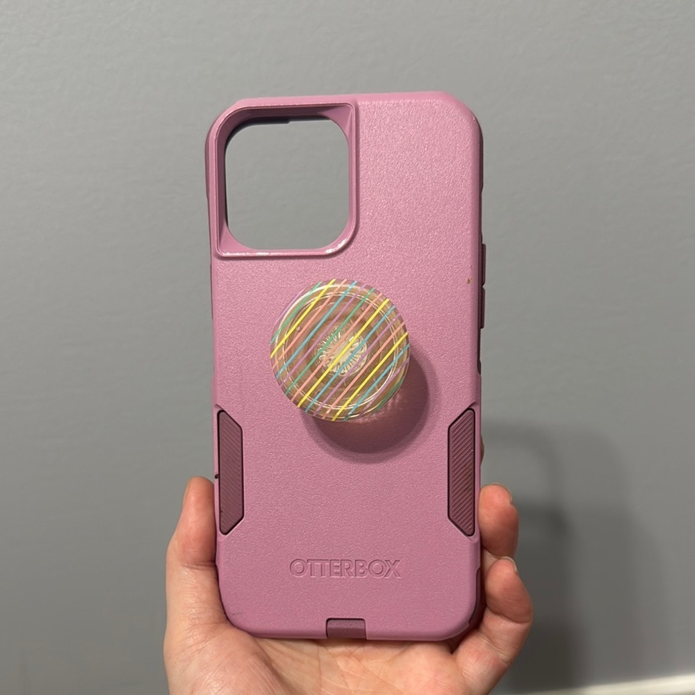 OtterBox Pink iPhone 13 pro max Case with PopSocket